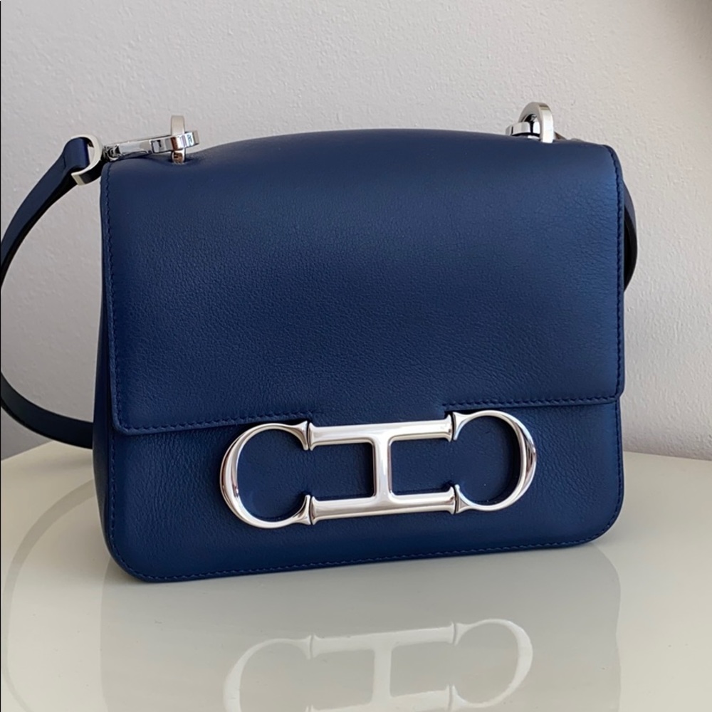 ✨CAROLINA HERRERA✨ Navy Leather Shoulder Bag